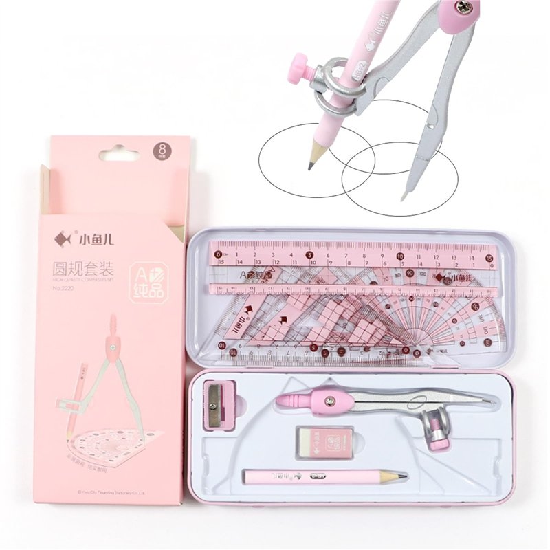 Srup 8 Pièces Géométrie Compas Maths, dessin de la Géométrie du Jeu de Boussoles, Ensemble de Boussole avec Gomme, Kit de Geomet