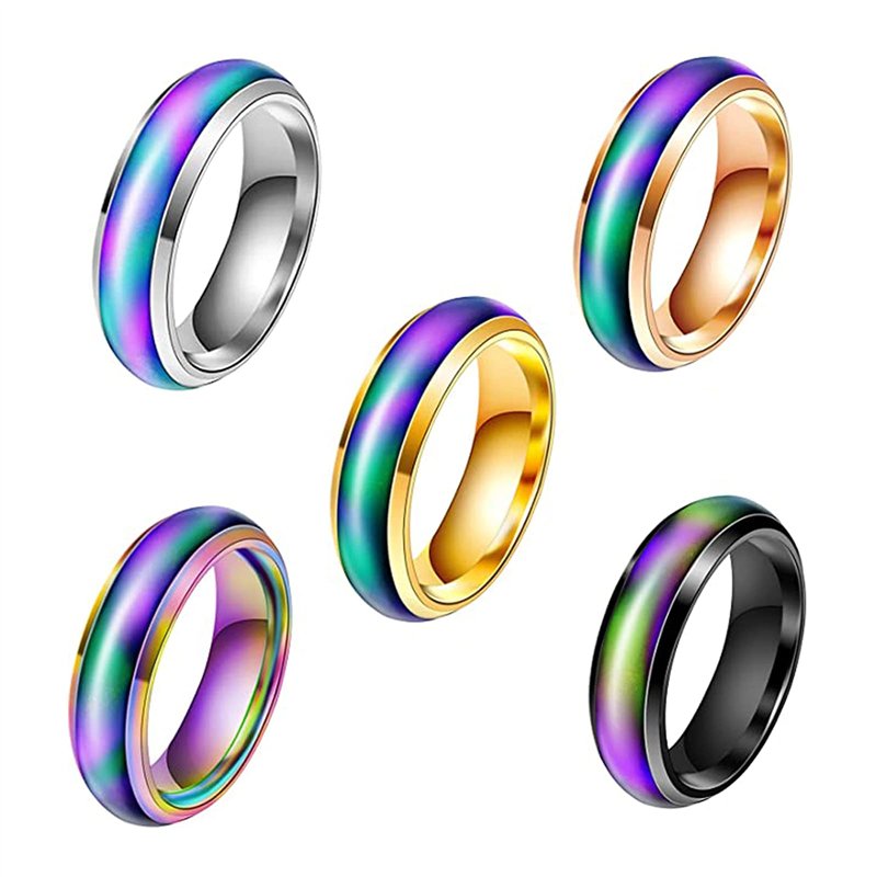 5 Pièces Bague de Changement de Couleur, Bague d'Humeur, Bague de Température, Changement de Couleur Bague d'Humeur, pour Hommes