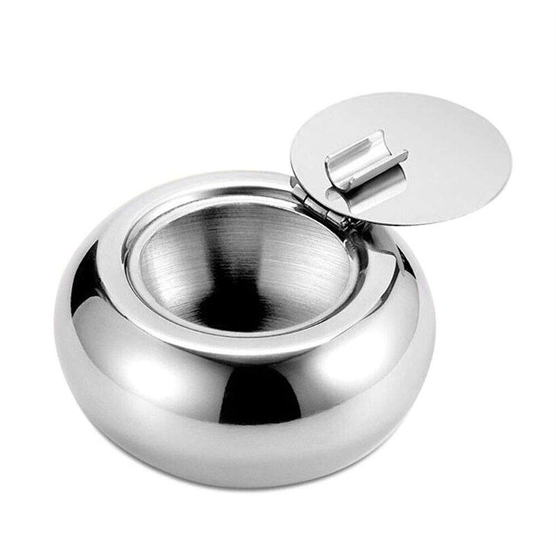 Cendrier avec couvercle, cigarette Ash support pour Home Office Décoration, acier inoxydable