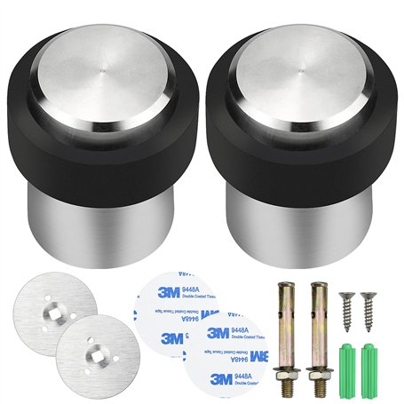 TEESIN 2pcs Butée de Porte Ronde en Acier Inoxydable Ø 32 mm