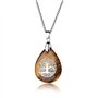 Thajaling Collier en pierre d'oeil de tigre pendentif en cristal avec pendentif arbre de vie en chaîne en acier inoxydable