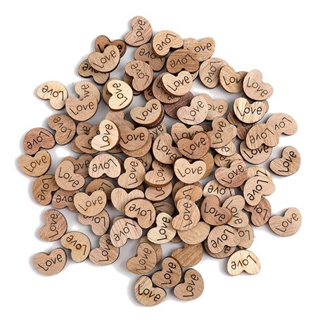 TSKDKIT 500pcs Coeur en bois petit decoration mariage champetre