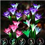 SOLARBABY lampes solaires de d'extérieur jardin, couleurs changeantes avec 16 fleurs de lys solaires plus grandes,IP65 étanche L