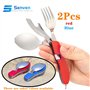 Senven 2Pcs 4 en 1 vaisselle de camping matériel de camping mis en acier inoxydable fourchette cuillère ensemble ouvre-bouteille
