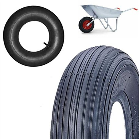 ECOVELO Pneu Rigato Renforcé 4PR Caoutchouc Roue pour brouette 3.50-8 avec Chambre à Air 3.50-8 Pneu Bias Ply 4 plis 8 inches 13