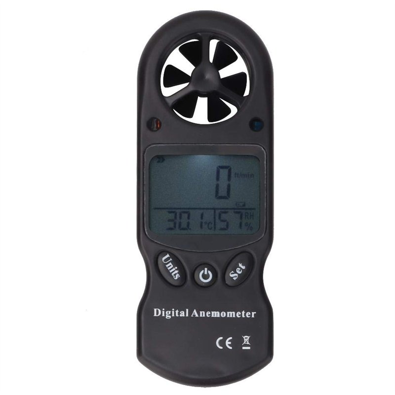 Anémomètre numérique 3 en 1 avec écran LCD et mesure de la température et de l'humidité KT300