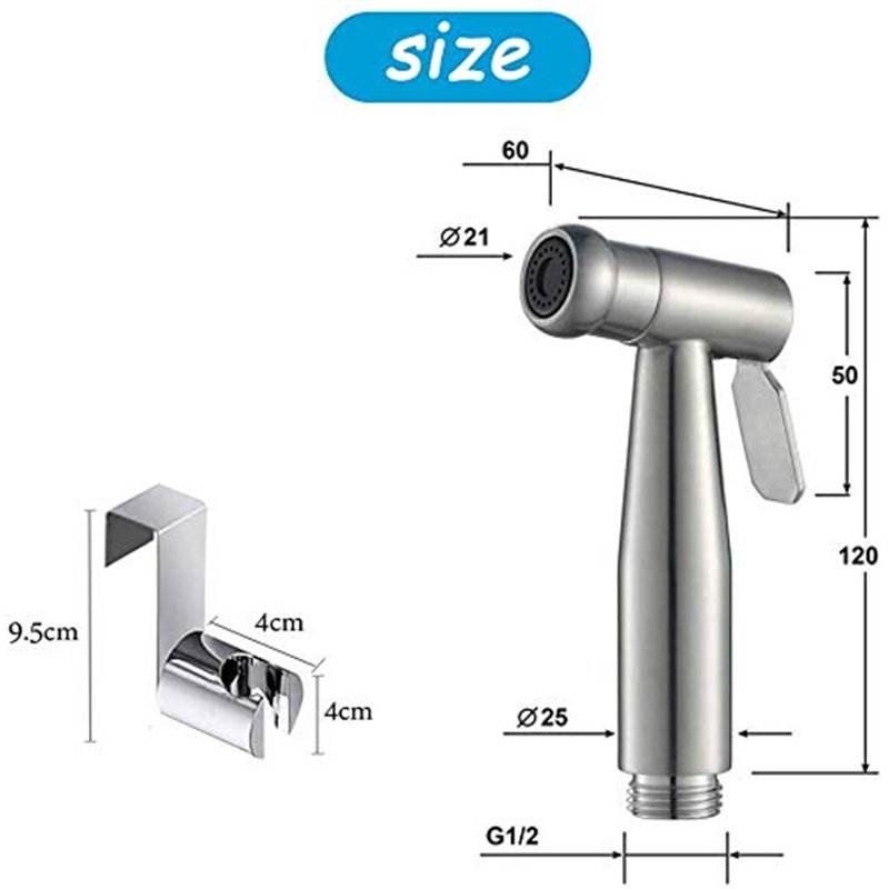 Image secondaire de xocome Pulvérisateur de toilette pour bidet/pulvérisateur à main en acier inoxydable avec crochet, facile à installer, pour l'hy