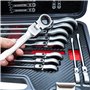 clés à cliquet articulées I Clé à cliquet à bout libre 8 à 32 mm I kit d’outillage 13 pièces