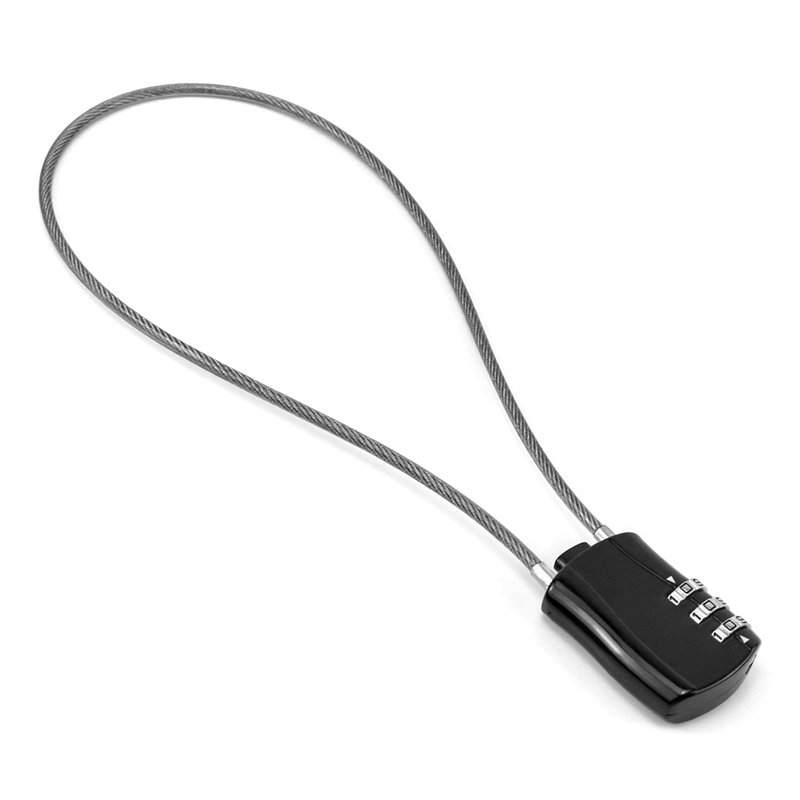 QWORK® Cadenas à Câble Rétractable, Cadenas à Combinaison Numérique avec 41 cm Câble pour Moto Vélo Snowboard Skis Valises, Noir