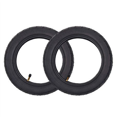 Lot de 2 ensembles de pneus 12 1/2 x 2 1/4 (12.5 x 2.25) + chambre à air avec tige coudée TR-87 remplacement pour Pocket Mod Bal