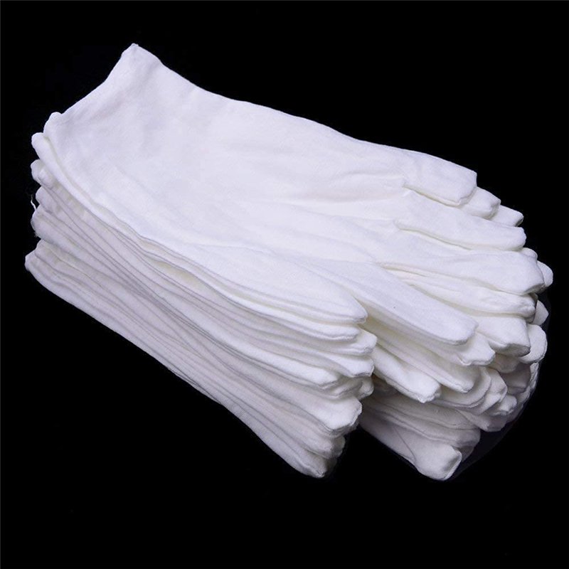 PIQIUQIU Lot de 12 paires de gants, en coton blanc, confortables et respirants, pour les soins de la peau, l'examen des bijoux, 