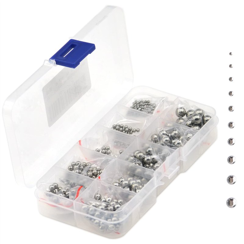 Lot de 570 Billes de Précision en Acier Inoxydable 304,Sphères pour Roulements en Acier Inoxydable,Boules de Précision de 2-7 mm