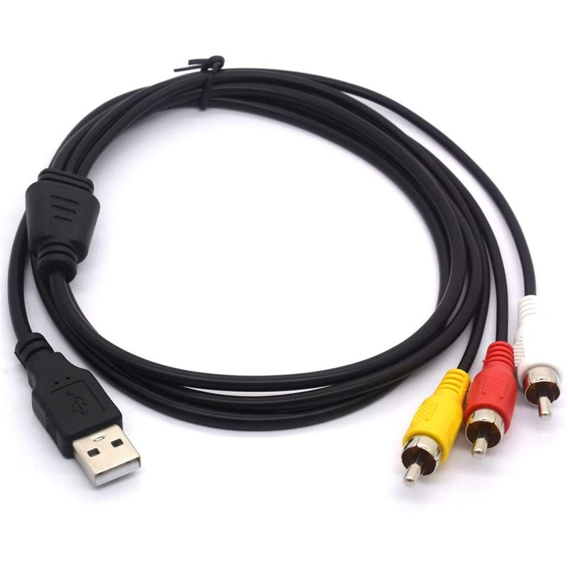 Image secondaire de Câble USB vers 3 RCA, USB mâle vers 3 RCA mâles, câble répartiteur Caméscope Audio Vidéo AV Composite Extension Code pour Mac PC