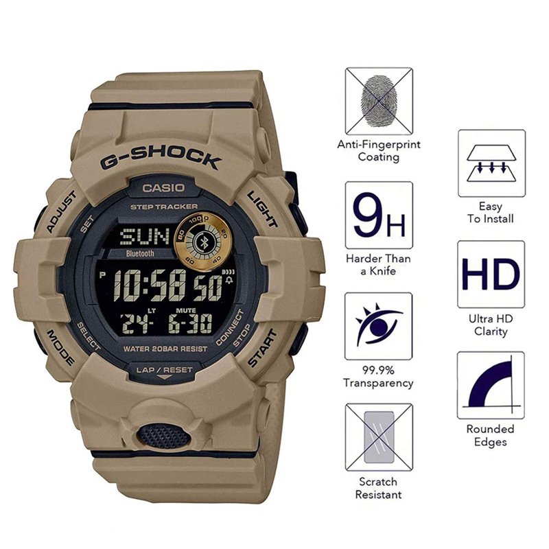 Image secondaire de Youniker Lot de 3 films protecteurs d'écran en verre trempé pour montre Casio GBD800 G Shock GBA800 - Anti-rayures