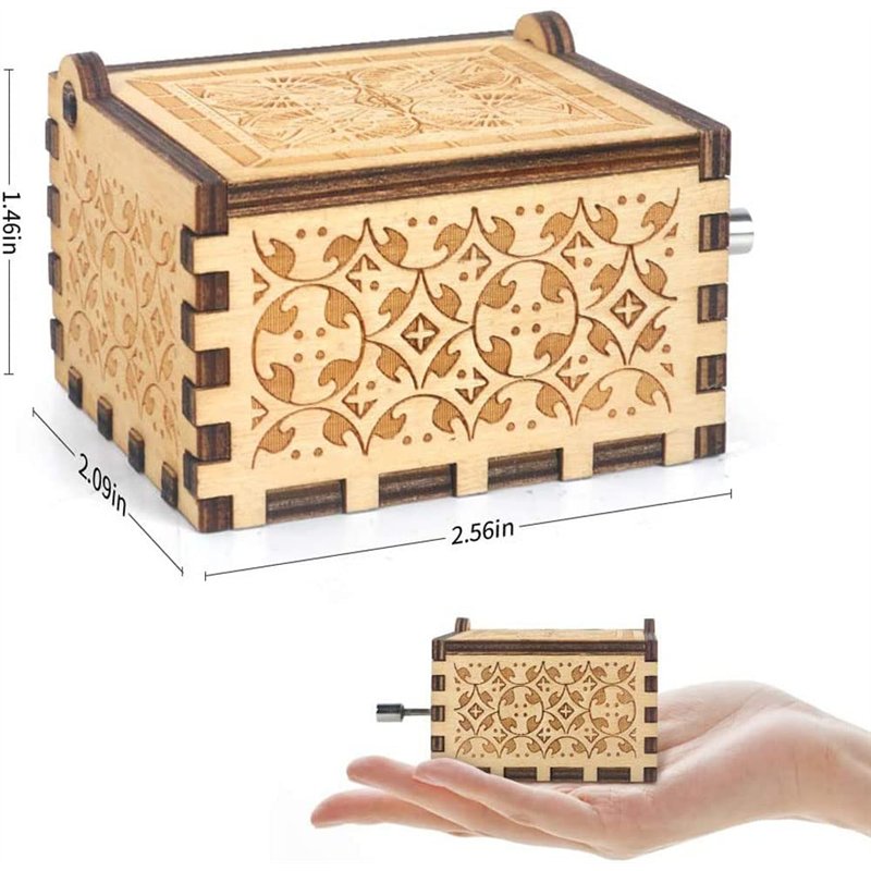 Image secondaire de Cuzit Boîte à musique en bois à manivelle Pirates des Caraïbes Davy Jones Médaillon Thème Boîte à musique en bois Cadeau de Sain