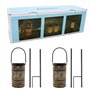 Freekite 2 Lanternes Solaires Extérieures,lot de 2 Lampes Solaires de Jardin en Métal avec piquets de terre, Lumières Solaire Ex