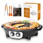 Food Party Hot Pot Electrique Appareil Fondue Chinoise et Barbecue Coréen électrique de Table 220V 2200W 2 in 1 Hotpot Wok BBQ G
