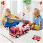 GizmoVine Gros Camion Pompier Jouet, Grand Voiture Pompiers XXL avec Échelle, Sonore et Lumineux, Realiste Maquette Véhicule, Fi