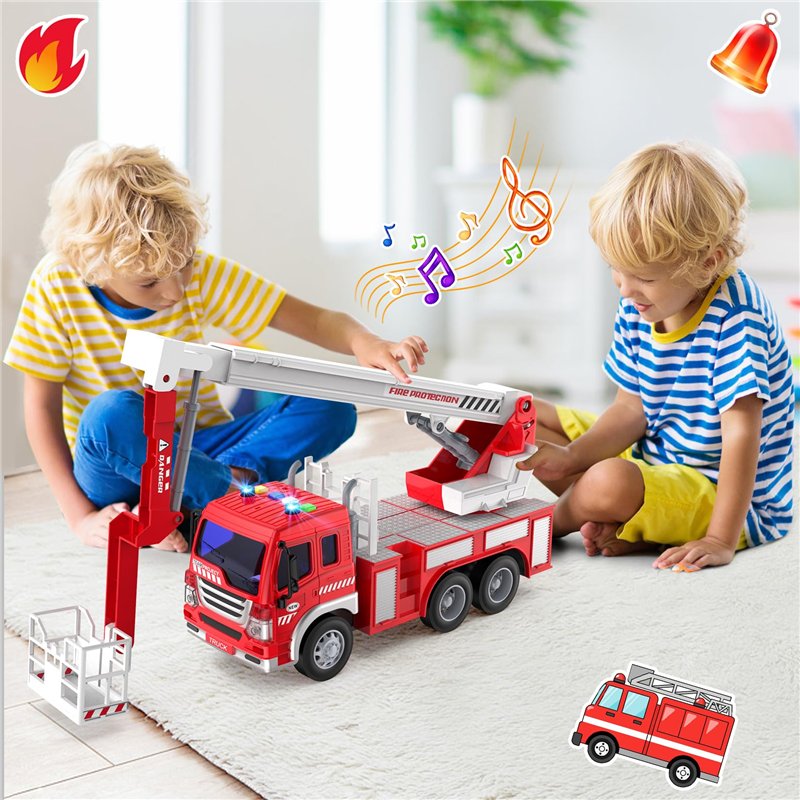 Image secondaire de GizmoVine Gros Camion de Pompier, Véhicule Pompiers XXL avec Échelle, Sonore et Lumineux, Grand Realiste Maquette Camions, Voitu