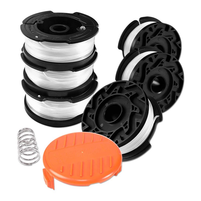 Uchidodo Bobine Fil Coupe Bordure pour Black et Decker Coupe-Bordures, 6 Bobine de Fil Debroussailleuse avec 1 Couvercle de Bobi