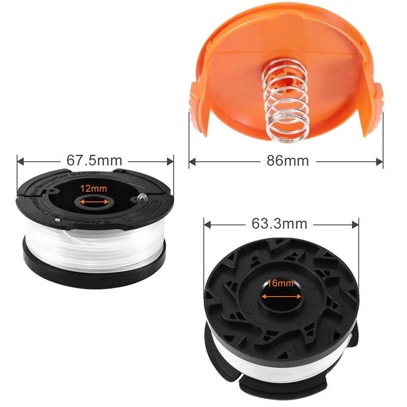 Image secondaire de Uchidodo Bobine Fil Coupe Bordure pour Black et Decker Coupe-Bordures, 6 Bobine de Fil Debroussailleuse avec 1 Couvercle de Bobi