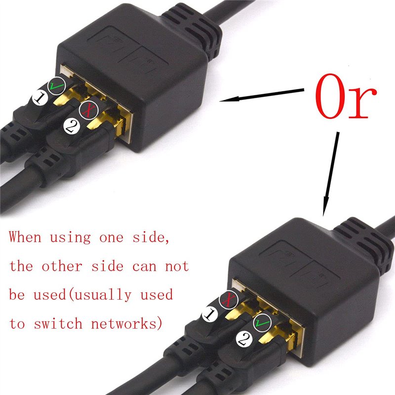 Image secondaire de HTGuoji Câble adaptateur RJ45 mâle vers double femelle - Prend en charge Ethernet Cat 5/Cat 6 LAN pour changer de réseau entre d