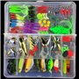 Leurres de pêche Kit avec Boîte à Outils Portable, RoseFlower 106 Pièces Flottante Set Appât de Pêche Hameçons Basse Accessoires