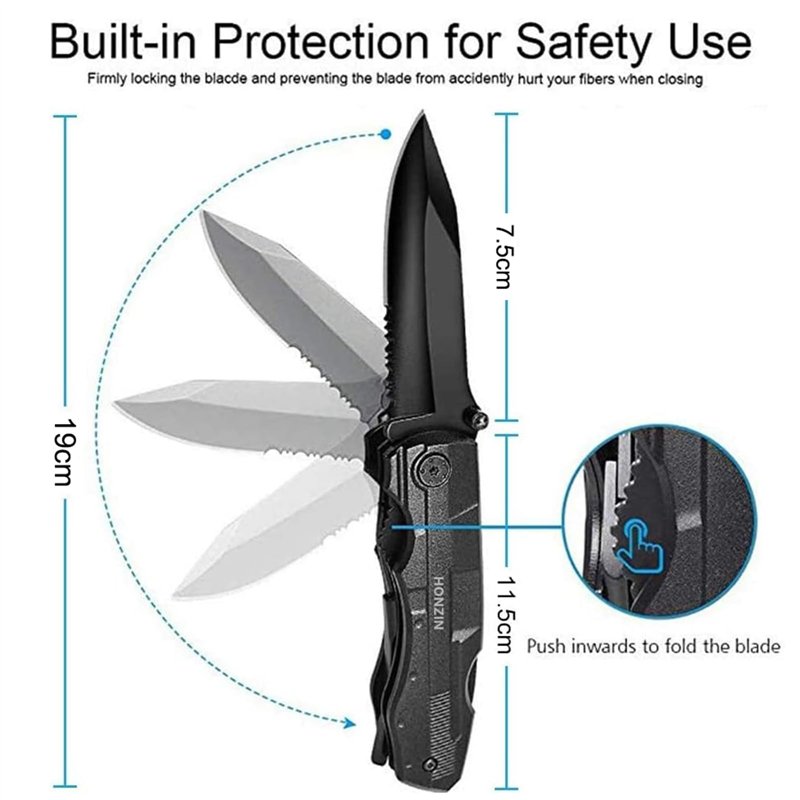 Image secondaire de HONZIN Multi Usage Couteau Multi-Outils en Acier Inoxydable Outils Pince Couteau de Poche en Plein Air pour le Camping, la Survie