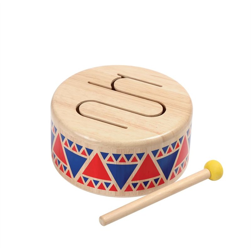 PlanToys Tambour pour Enfants - Jouet Musical en Bois dès 1 An - Batterie Enfant avec Maillet à Tête en Caoutchouc - Instrument 