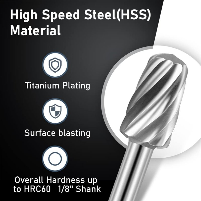 Image secondaire de Lot de 20 fraises rotatives, outil de sculpture en acier rapide avec tête de meulage de 3 mm pour le travail du bois, la sculpture