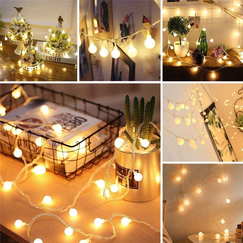 Image secondaire de [120 LED] Guirlande lumineuse sphérique 15 m 8 modes et fonction Merk, guirlande lumineuse extérieure/intérieur avec prise, déco