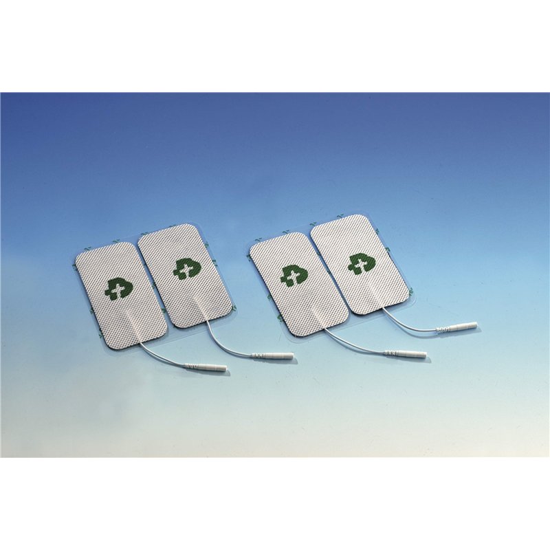 Image secondaire de TESMED 4 électrodes de qualité supérieure mm. 50 x 100, adaptés à toutes les marques avec câbles à fiche de 2 mm, auto-adhésifs,