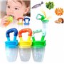 DMZK 1 Pcs Bébé Tétine Sucette Biberon Grignoteuse Silicone, Ajouter de la Nutrition des Tout-petits Mous Gags Outil - Bleu, M