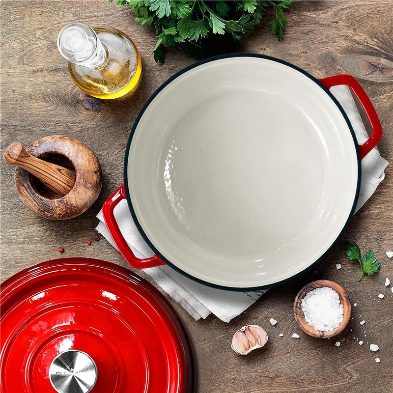 Image secondaire de Nutrichef Cocotte en Fonte Émaillée-Cocotte Fonte de 5 Litres - Ustensiles de Cuisson Émaillée pour Cuisinière- Marmite Inductio