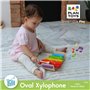 PlanToys Xylophone Ovale en Bois pour Enfants - Xylophone en Bois avec 5 Lames Colorées, Poignée Solide et Maillet - Jouet Music