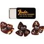 Fender »FINE ELECTRIC PICK TIN« Médiators dans boîte de collection - 12 Pièces - Celluloid - Forme 351-3 Épaisseurs - Couleur To