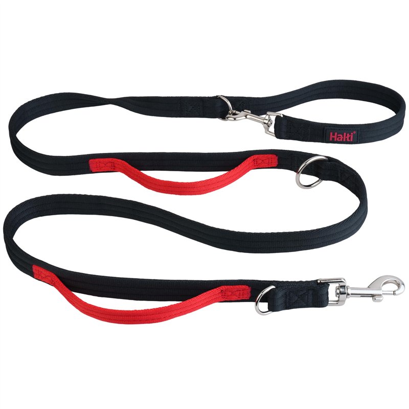 Laisse de contrôle HALTI, Noir, 2m, 2 poignées conçues pour vous aider a éduquer et promener votre chien, Rembourrée, Laisse de 