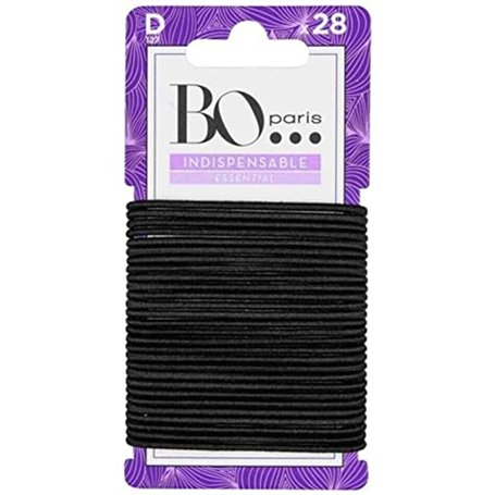 Bo... Paris - Elastiques cheveux noirs - Pack de 28 élastiques cheveux fins sans métal - Pour cheveux fiins à normaux - Lot de 1