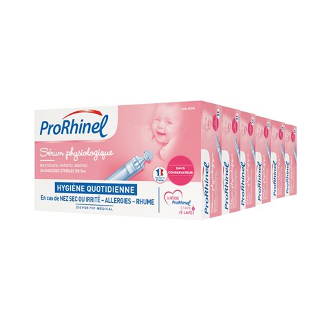 Prorhinel Lot de 6 Sérums Physiologiques. Hygiène du Nez Quotidienne - lavage nasal pour Nez Sec ou Irrité
