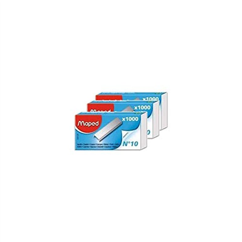 MAPED Lot de 3 Boites de 1000 agrafes No10, zingués