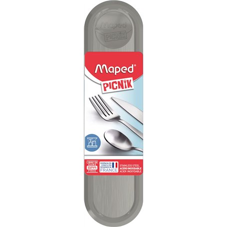 Maped Picnik Adulte - Ensemble de Couverts Transportables - Acier inoxydable -Boite et Couverts Nomades
