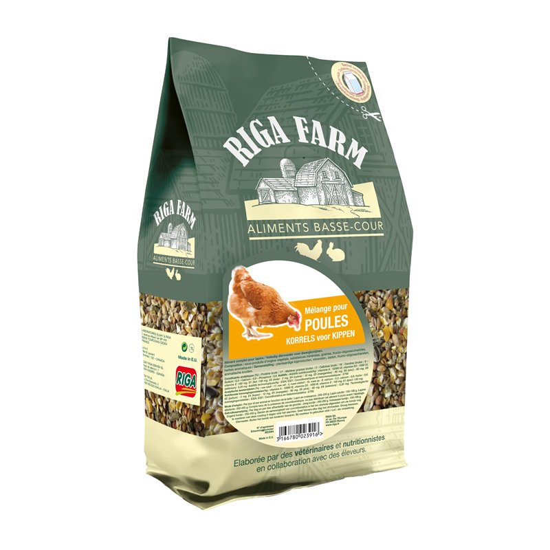 RIGA - Mélange Poules - Mélange De Graines Et Céréales - Riche En Vitamines Et Minéraux - Sain Et Nutritif - Élaboré Par Des Vét