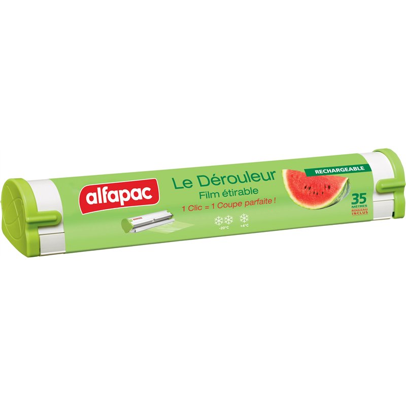 alfapac - Dérouleur de film étirable 35M - Très extensible, adhérent et résistant - Rechargeable