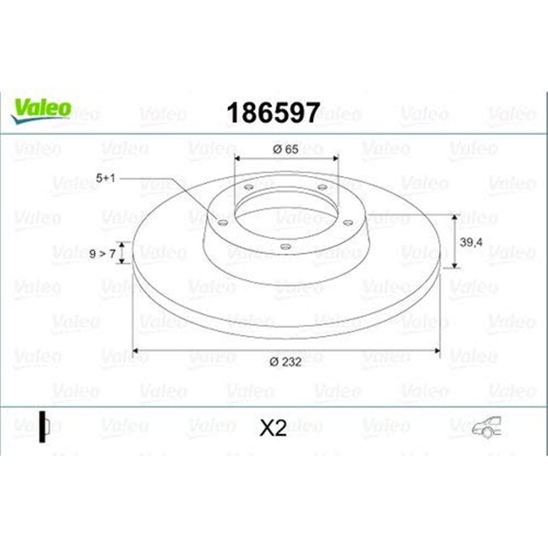 Image secondaire de Valeo 186597 Disque de frein Disque de frein huilé 186597 Boîte de 2 disques complet Essieu arrière [accessoires inclus] Similai