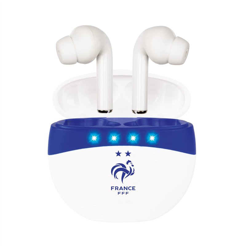 Konix FFF Écouteurs sans Fil pour Smartphones et tablettes - Autonomie 5 h - Connexion Bluetooth 5.0 - Blanc et Bleu