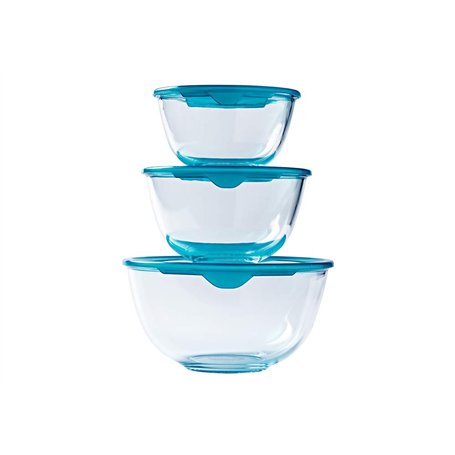 Pyrex - Lot de 3 bols en verre résistants avec couvercle - 0