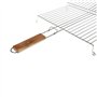 RUECAB 1086 Grille de Barbecue Double sur Pieds Inox Poignée Bois Argent 30 x 40 cm, NC