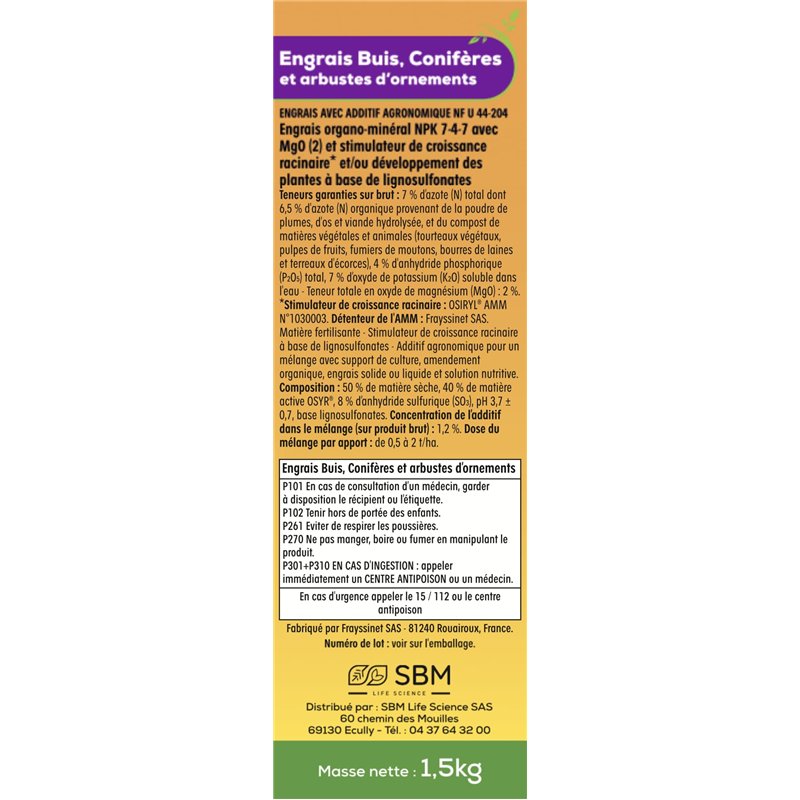 Image secondaire de SOLABIOL Engrais Conifères et Arbustes d'ornement - 1,5 Kg - 100% Organique - Action Longue Durée SOCONY15
