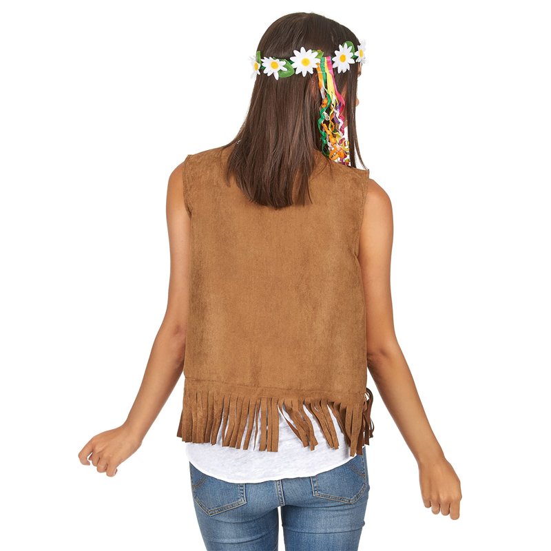 Image secondaire de DEGUISE TOI - Gilet hippie femme 55 cm - Gilet - Taille Unique - Marron - Déguisements adultes - 100% polyester - Lavage à la ma