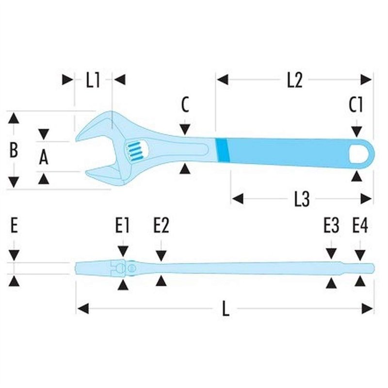Image secondaire de FACOM - Clé à Molette Courte 6 cm - 113AS.6C - Tête plus Fine pour Grande Capacité d’Ouverture max 41 mm - Mâchoire Mobile - Clé